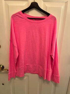 Mersea Amour Slub Tee One Size Pink Long Sleeve Cotton Orange Heart Shirt New